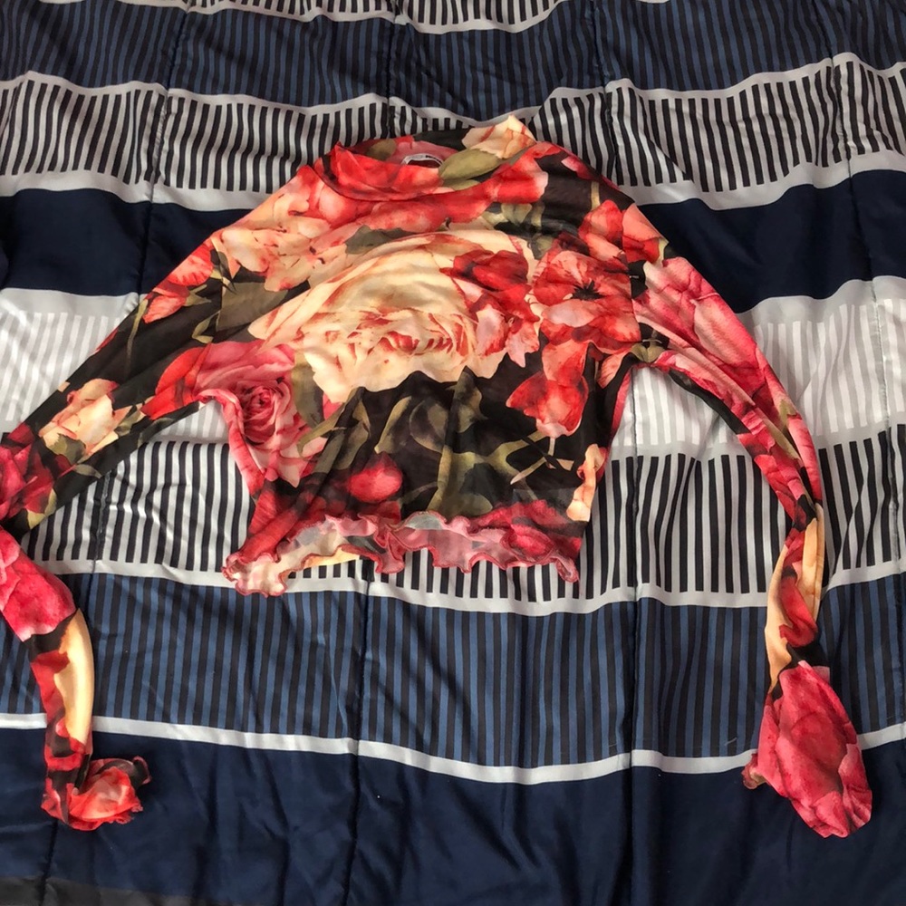 Floral mesh top